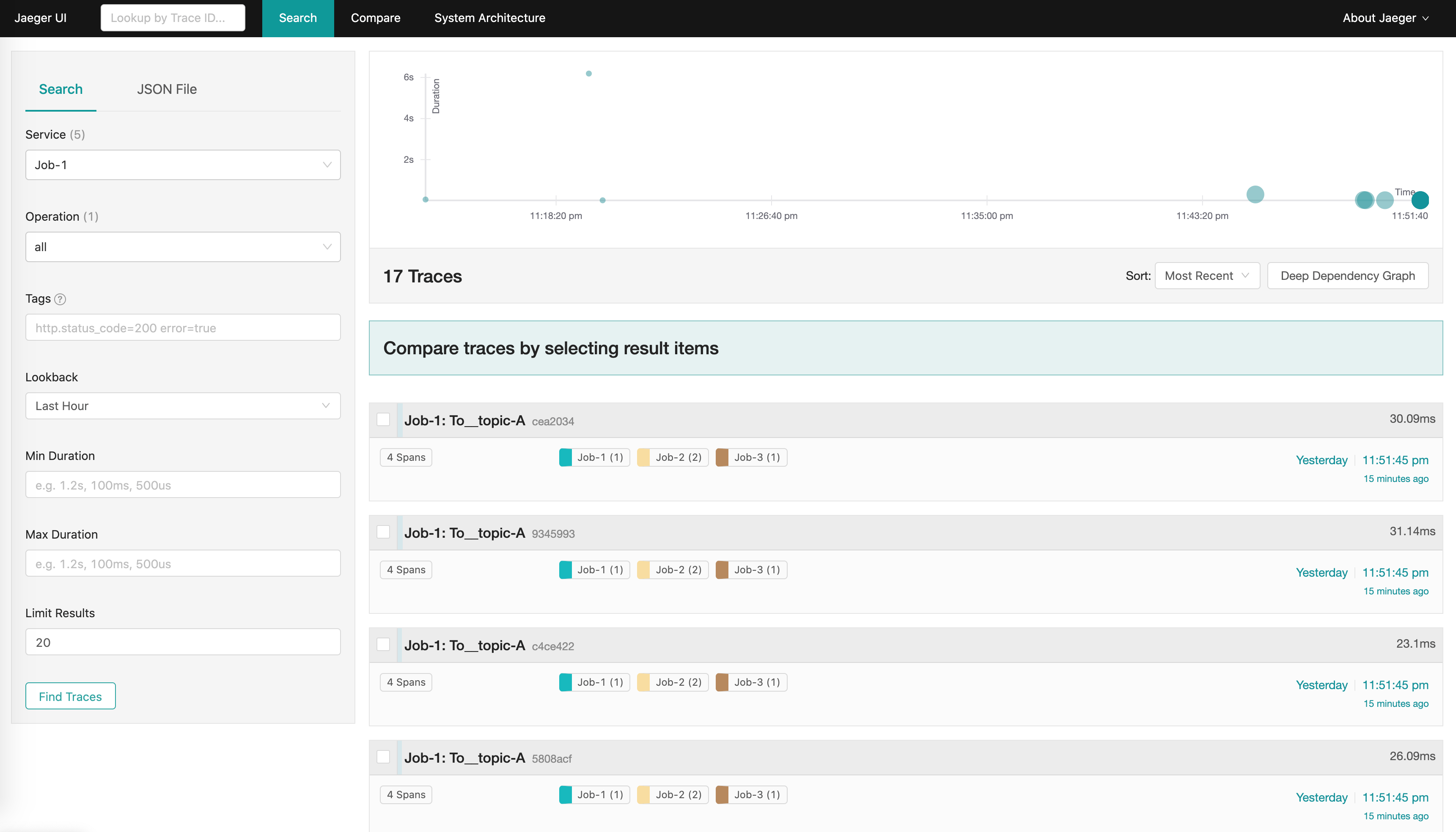 jager ui interface search
