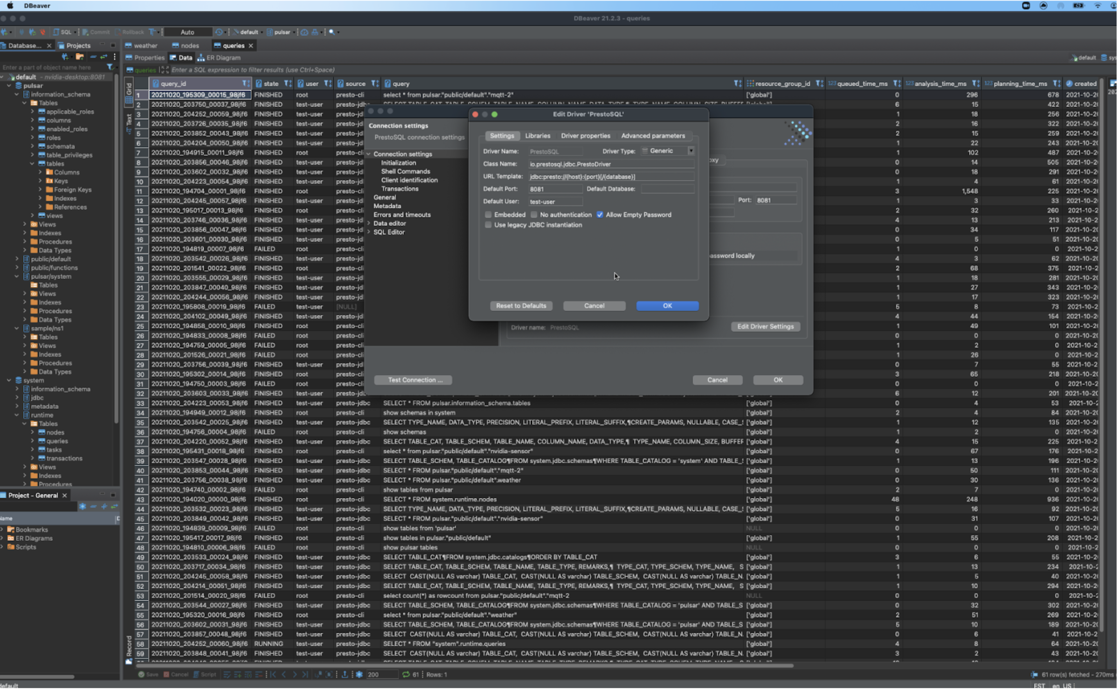 quary topics pulsar sql