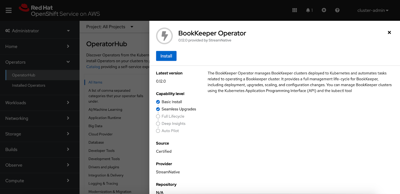 interface OpenShift Operators
