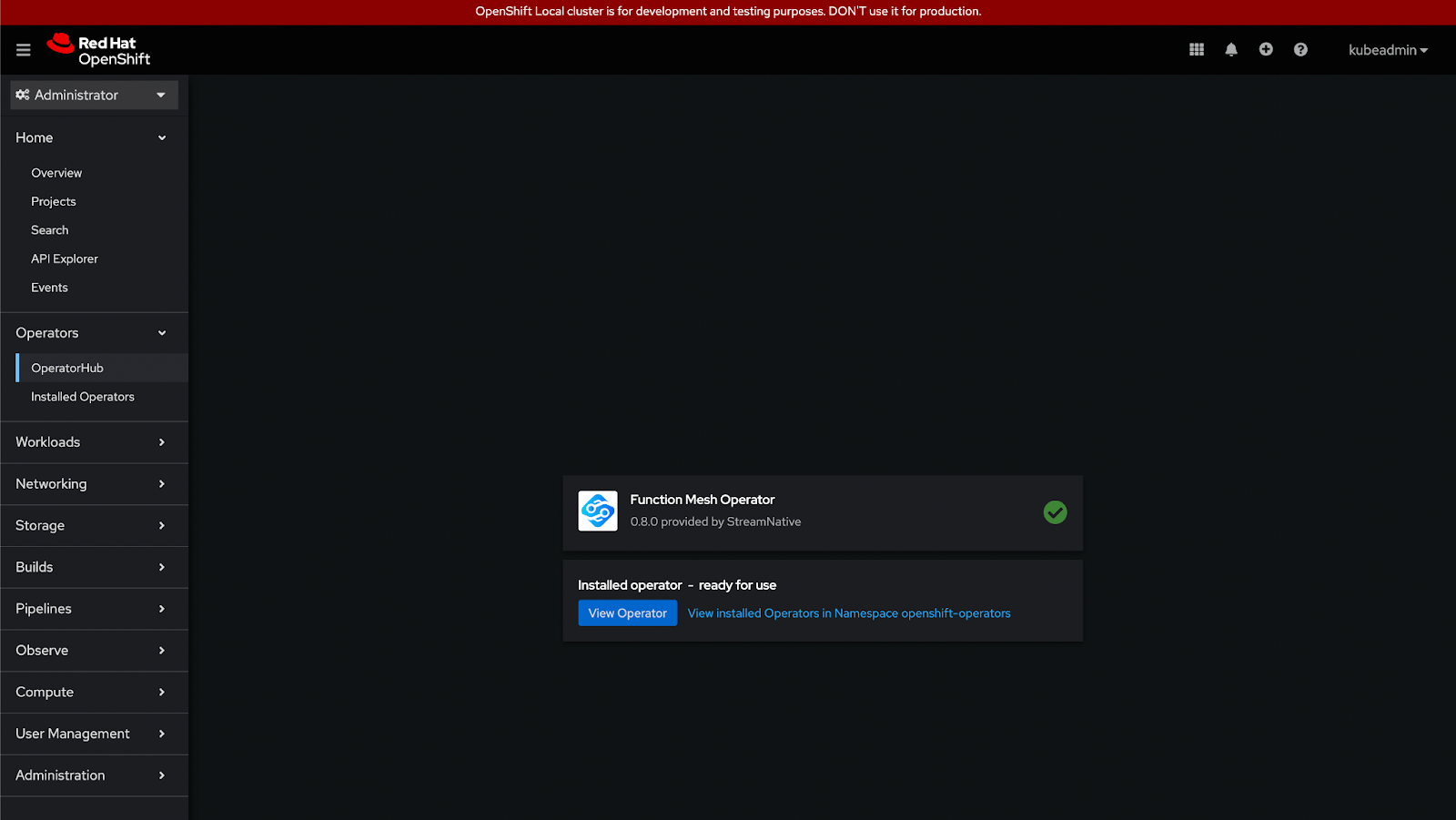Red Hat OpenShift interface