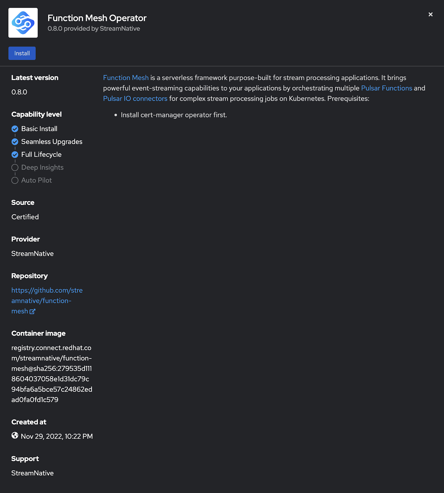 Red Hat OpenShift interface