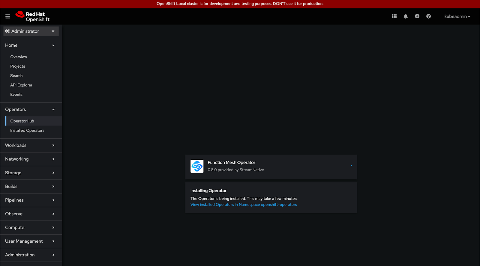 Red Hat OpenShift interface