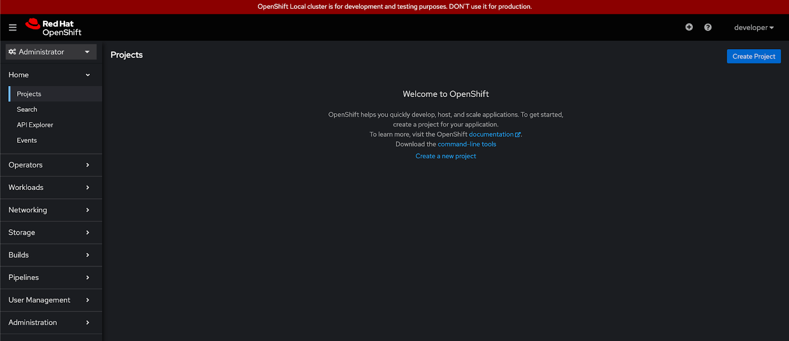 Red Hat OpenShift interface