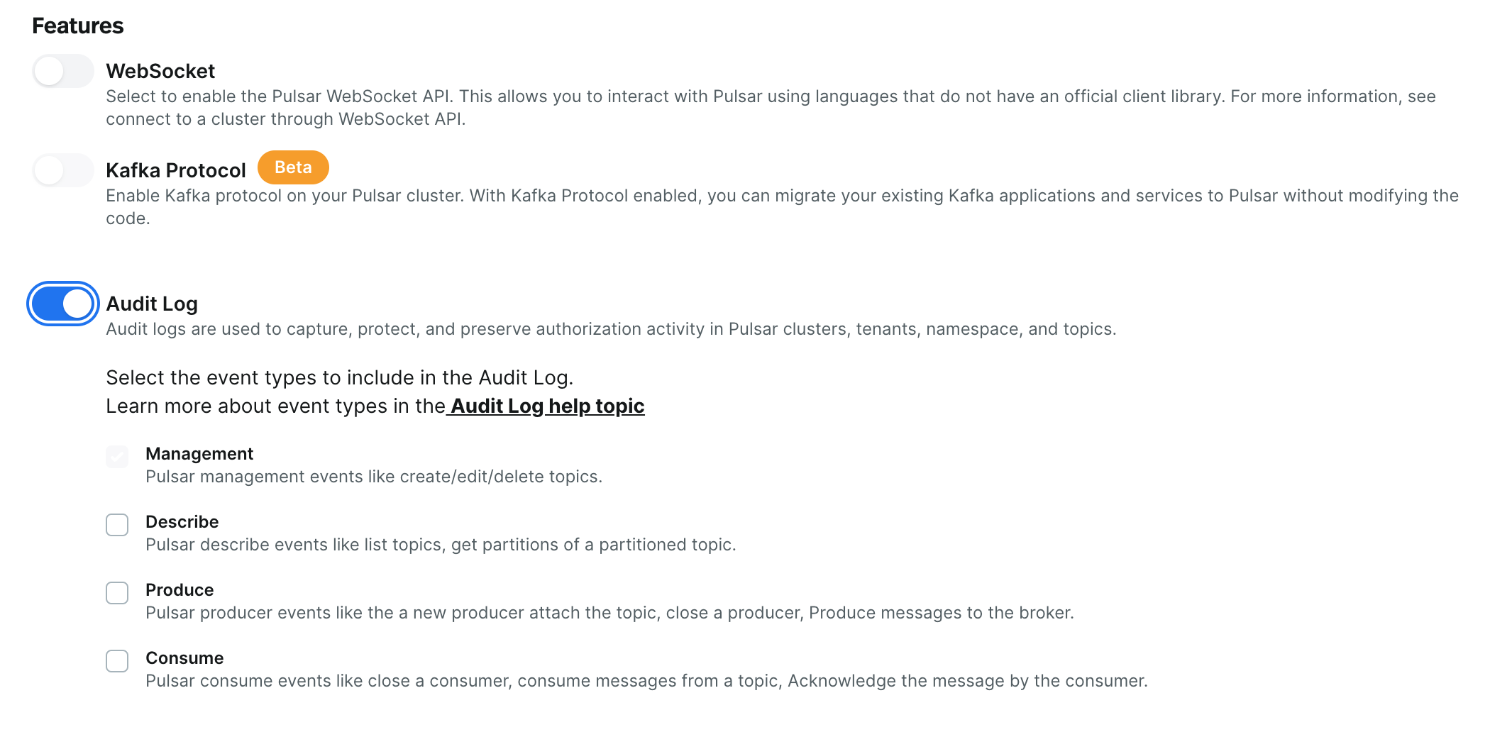 Pulsar Audit Log on Streamnative Cloud