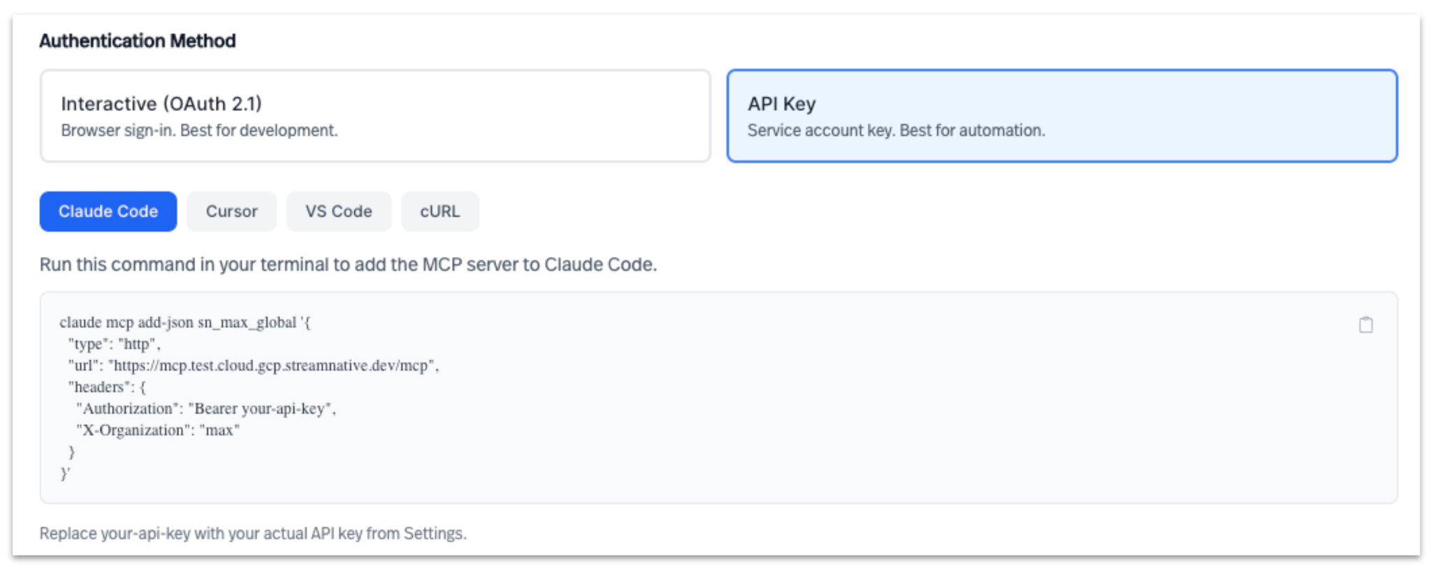 Authenticating with API Key